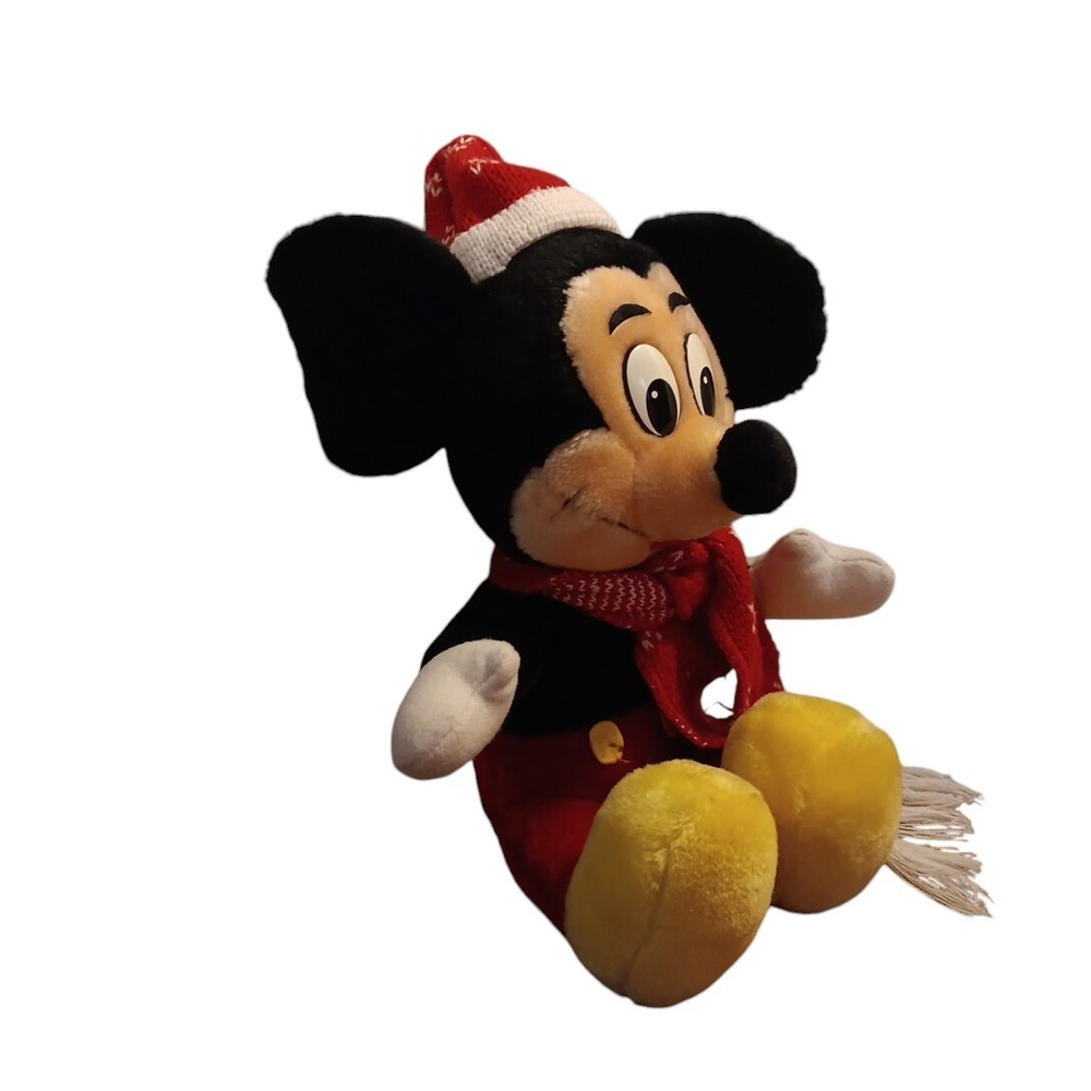 Disney Christmas Mickey Mouse Plush Santa Hat Scarf Walt Disney World Vtg 13"t - Picture 5 of 7